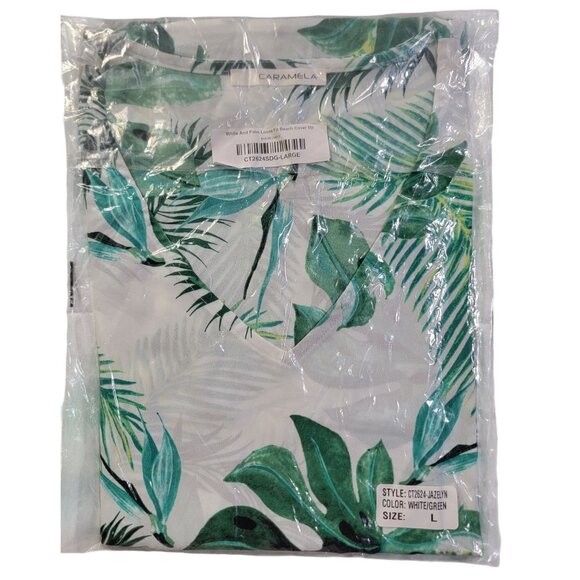Caramela Other - Caramela Beach Cover-up Womens Lrg Loose Fit Plam Leaf Design Polyester New